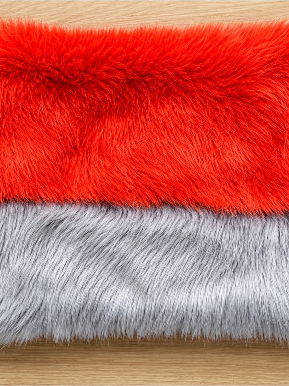 Shrimps Two-Tone Faux Fur Throw in Red & Gray